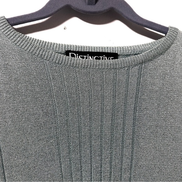 Vintage 90s Ice Blue Metallic Silk Knit Short Sleeve Sweater Women’s Size Large - Picture 3 of 10